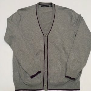 Perry Ellis Cotton Grey Button Cardigan w/pockets